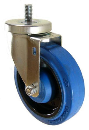 5" x 1-1/4" Elastic Rubber Wheel Swivel Caster with 1/2" Threaded Stem - 350 Lbs Capacity