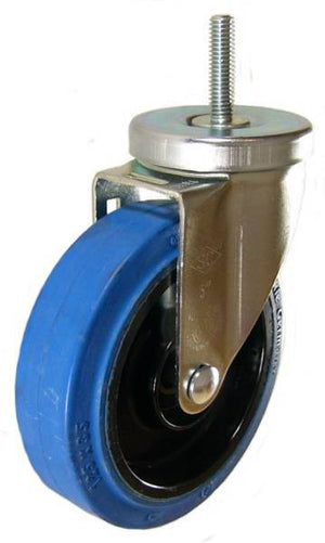 5" x 1-1/4" Elastic Rubber Wheel Swivel Caster with 3/8" Threaded Stem - 350 Lbs Capacity