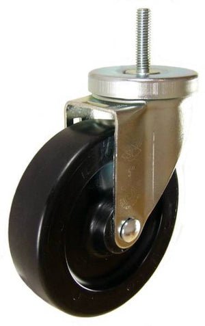 5" x 1-1/4" Heavy Duty Plastic Wheel Swivel Caster with 3/8" Threaded Stem - 350 Lbs Capacity