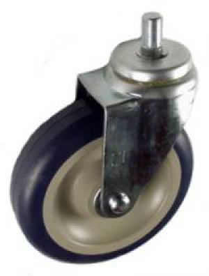 5" x 1-1/4" Shopping Cart Casters - Polyurethane Wheel with 1/2 Threaded Stem with Insert - 250 Lbs Capacity