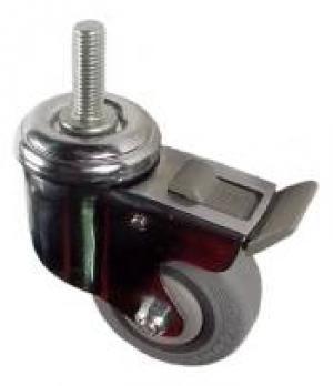 3" x 1-1/4" Thermoplastic Rubber (TPR) Wheel Swivel Caster with 1/2" Threaded Stem & Total Lock Brake - 110 Lbs Capacity