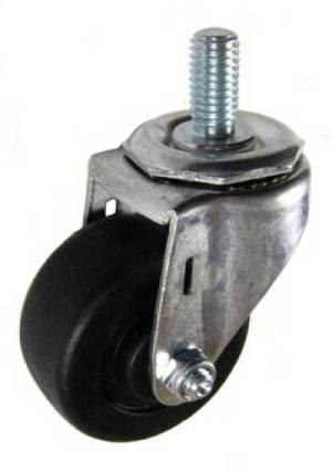 2-1/2" x 1-1/4" Hard Rubber Wheel Swivel Caster with 1/2" Threaded Stem - 175 Lbs Capacity