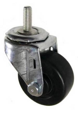2-1/2" x 1-1/8" Hard Rubber Wheel Swivel Caster with 3/8" Threaded Stem - 175 Lbs Capacity