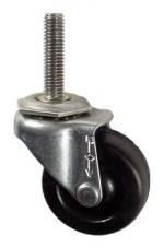 2" x 13/16" Soft Rubber Wheel Swivel Caster With 3/8" Threaded Stem - 80 Lbs Capacity
